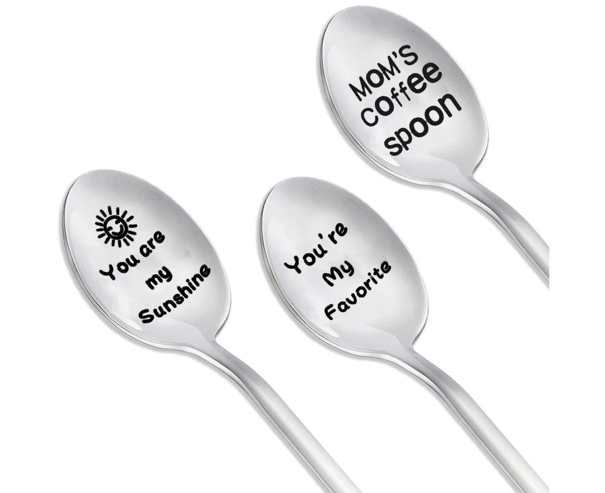 3pcs Set Engraved Spoon Love Gifts Mothers Day Gift Fathers Day Gift-Style 1