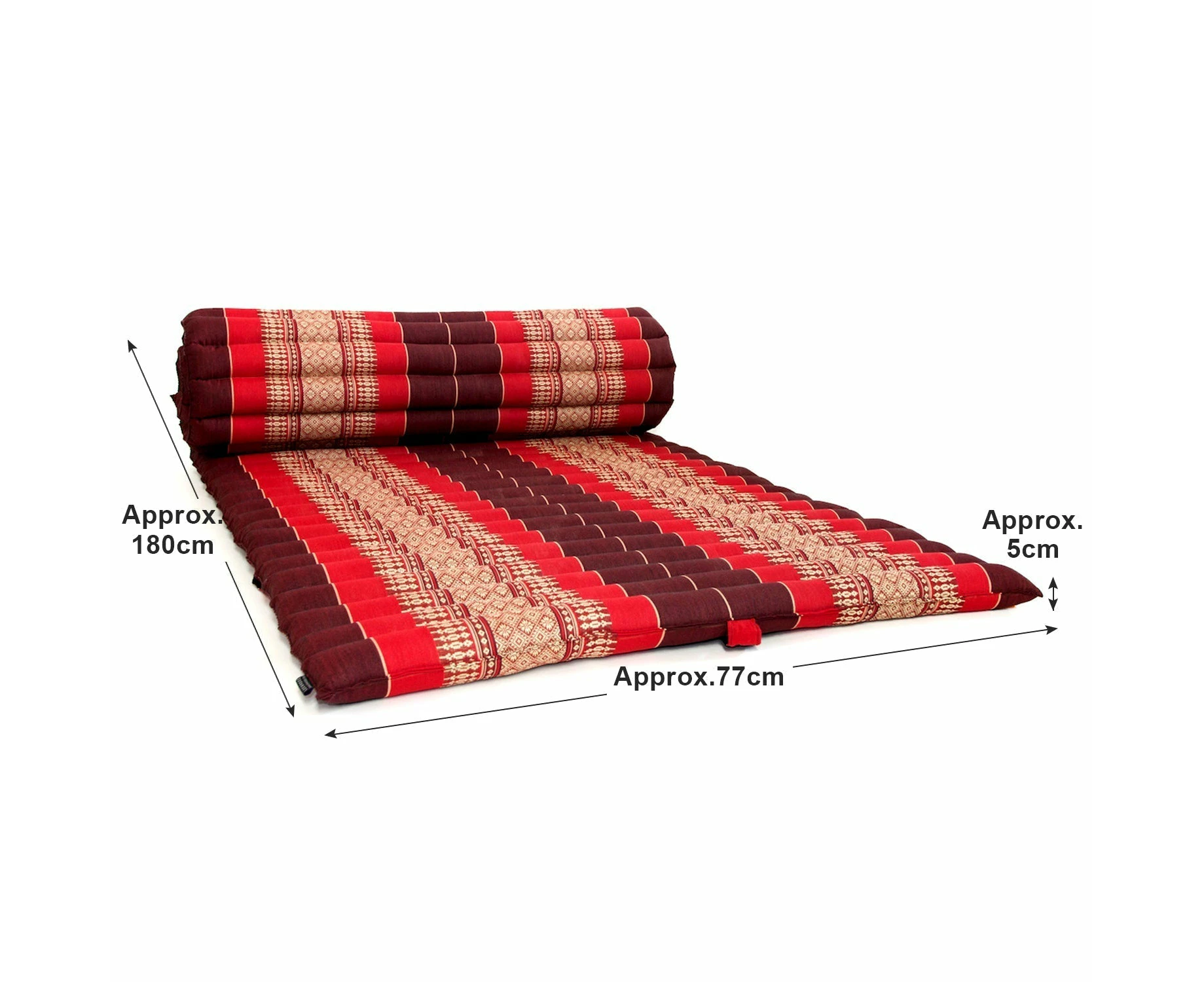 Thai kapok cushion Day bed Roll Out Mattress Foldout Mat relaxation, camping or Yoga Matt Natural Kapok Filled_ 105x200 cm - RED