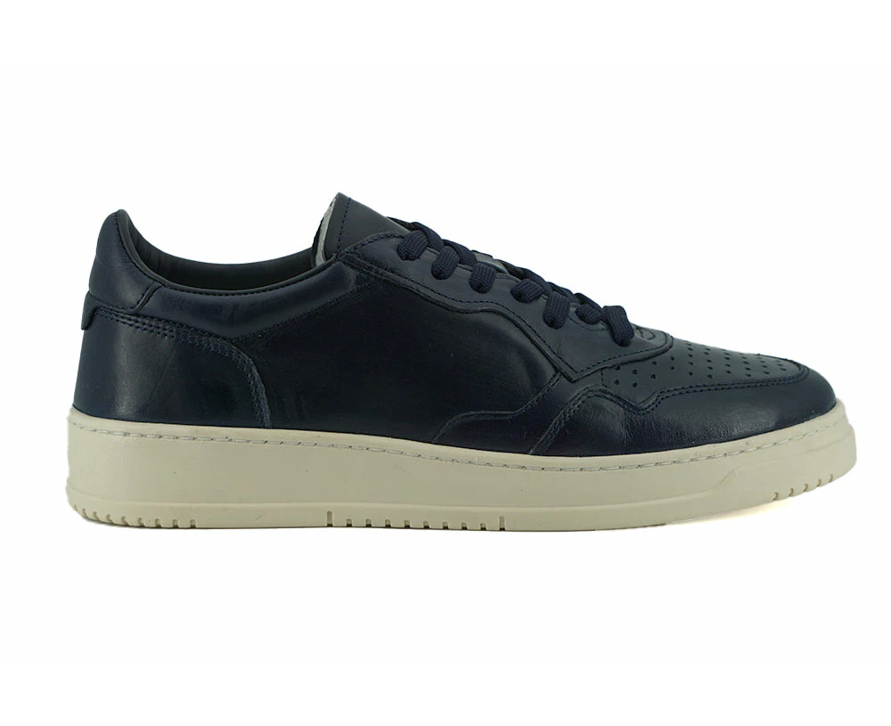 Saxone Of Scotland Elegant Navy Blue Leather Sneakers