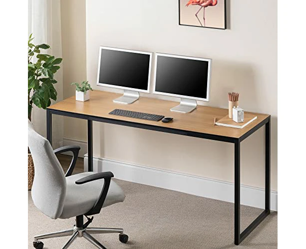 Modern Office Soho Desk Laptop Computer Study Student Table Wood Metal - Brown 160cm