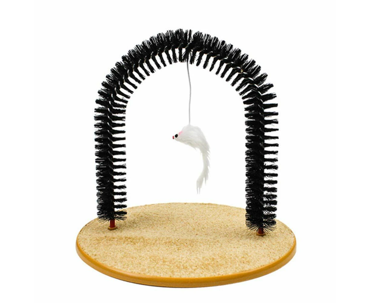 Bristle Ring Brush Cat Arch Carpeted Base Back Scratcher Massager Pet Grooming Cat Furniture Shedding Reducer Claw Care