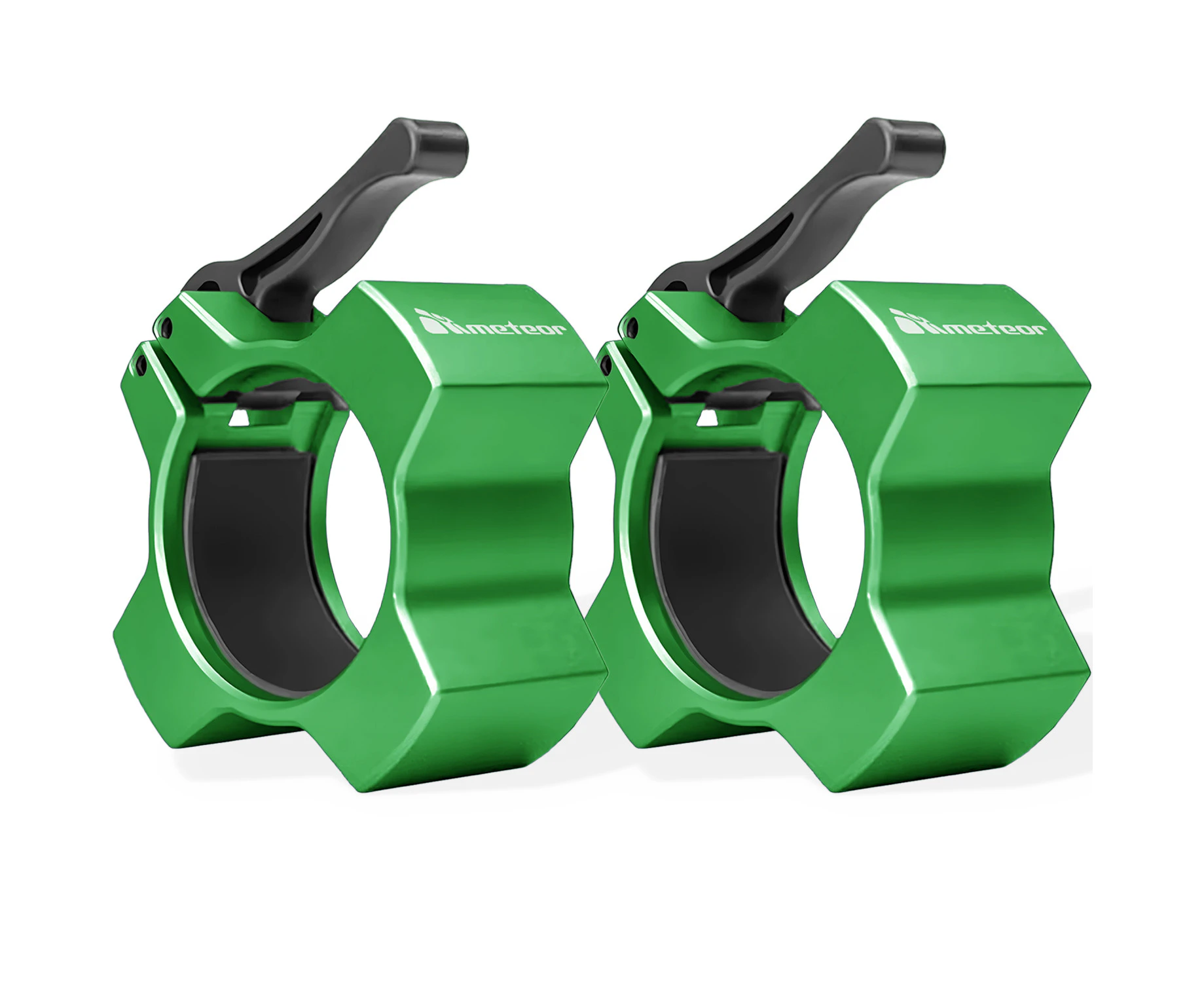 METEOR 50mm Aluminium Quick-Release Olympic Barbell Collars Clips Clamps (Green)