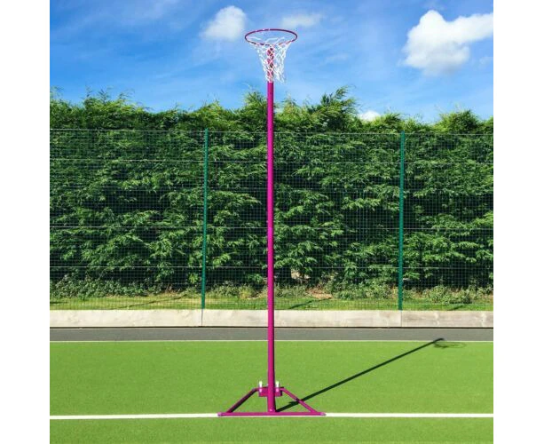 FREESTANDING NETBALL POSTS [SCHOOL STANDARD] [Colour: Pink] [Post Padding:: Add Padding] [Single or Pair:: Single]