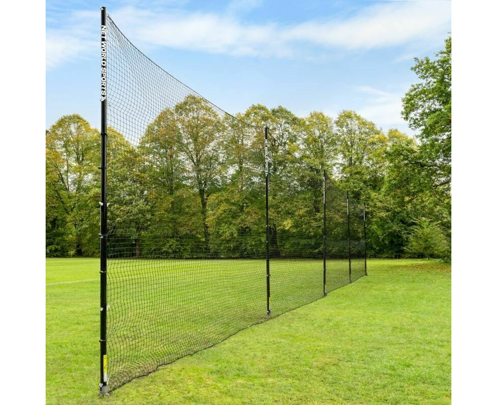 Pro Socketed STOP THAT BALL - Ball Stop Net & Posts [10/12/16ft High] [Net Height:: 12ft] [Net Length :: 20ft] [Net Type: Soccer - 120mm (5")]