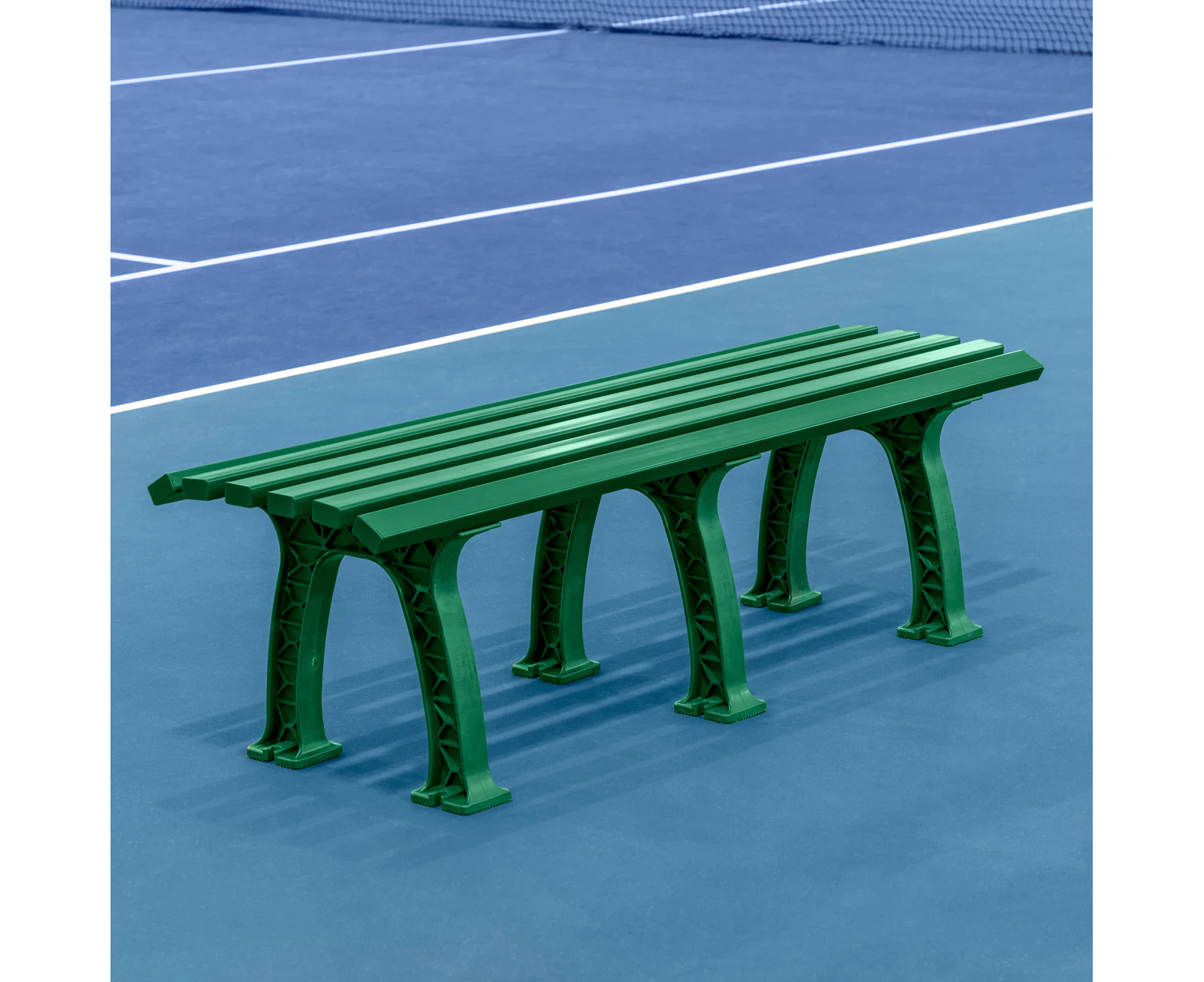 Vermont Tennis Court Benches [3/4 Seater] - Green Or White [3 or 4 Seater:: 3 Seater (1.5m)] [Colour: Green] [Style: Backless]