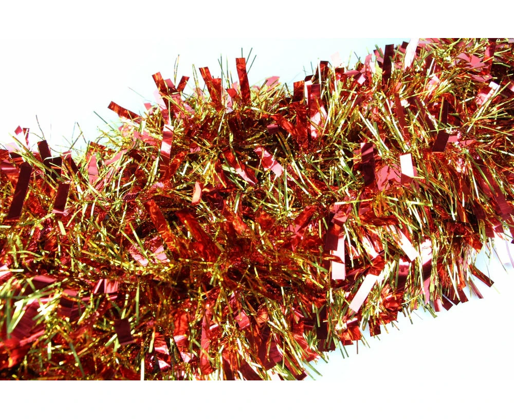 20 X Christmas Tinsel Thick 2-Tone Xmas Garland Tree Decorations - Red/Gold