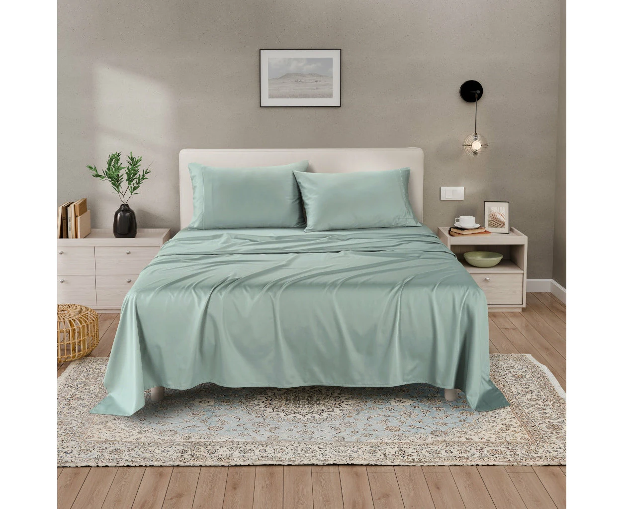 500tc Egyptian Cotton Bed Sheet Set In Ice Blue