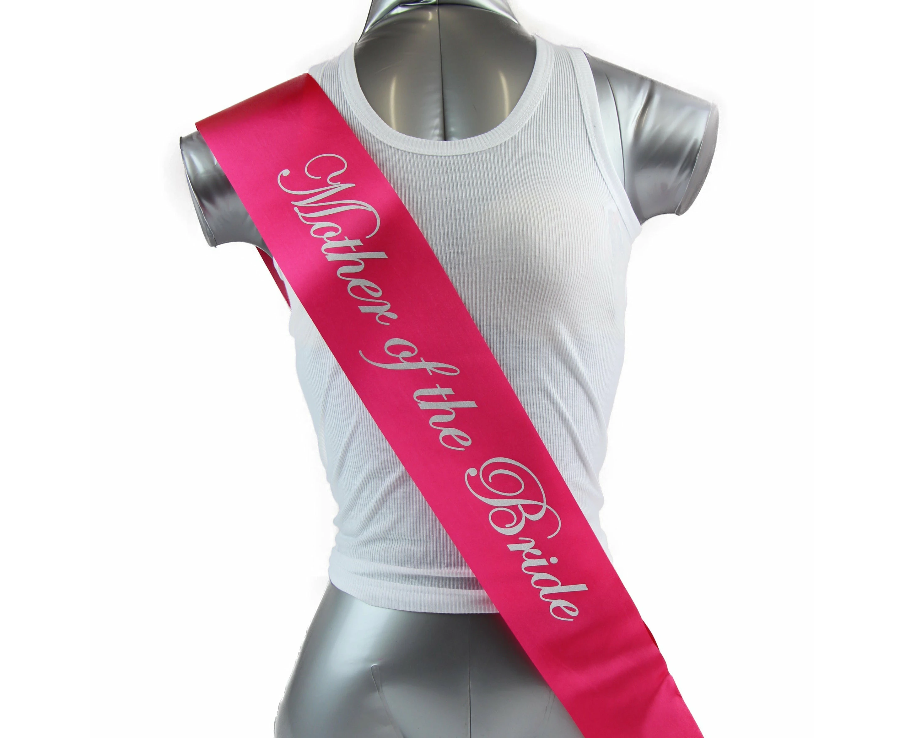 Hens Night Party Bridal Sash Sashes Bride Bridesmaid Maid Of Honour Mother Groom - Hot Pink/Silver, Mother of the Bride