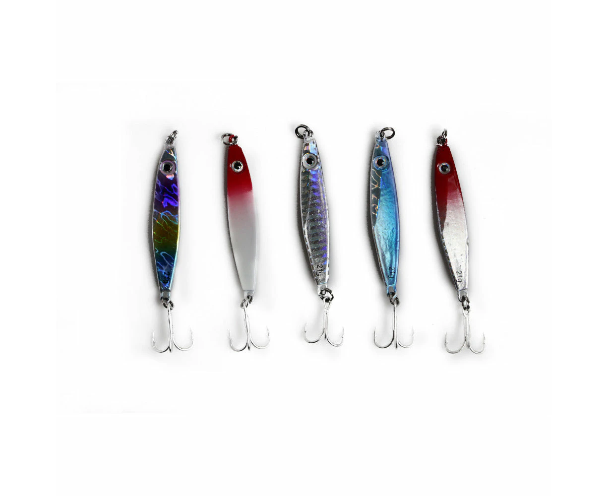 5X 21G Fishing Lures Metal Slice Micro Jig Bait Spoon Tackle Salmon Mackerel Gt