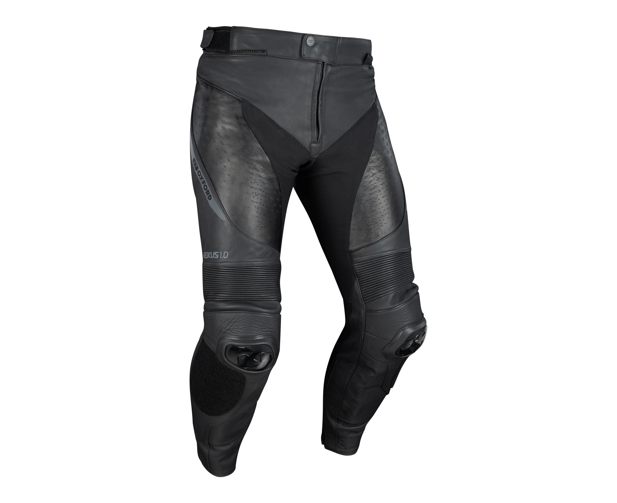 Oxford Nexus 1.0 Leather Mens Motorbike Pants - Stealth Black