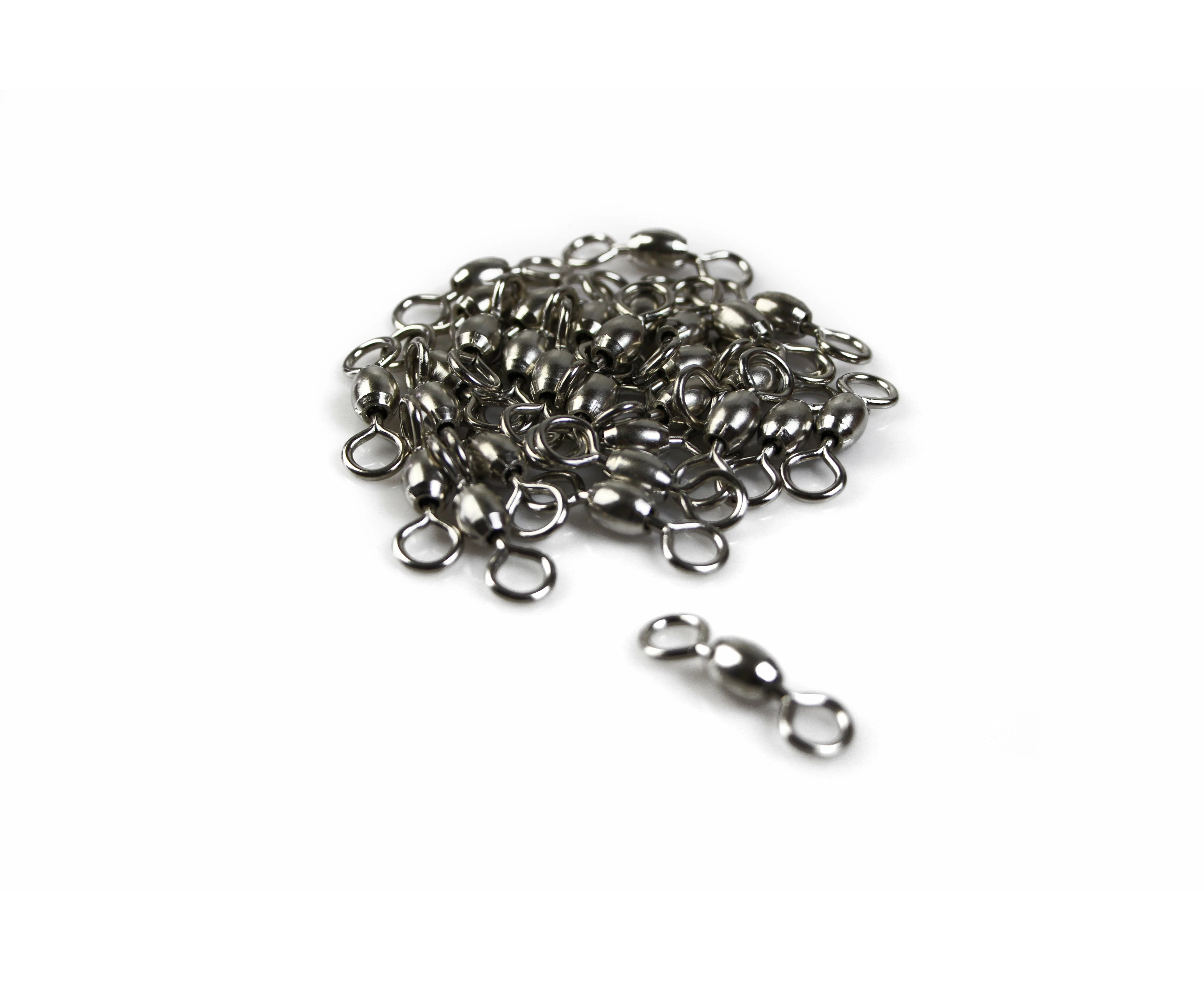 60Pcs X Silver Brass Barrel Fishing Swivel Ball Bearing Tackle Swivels