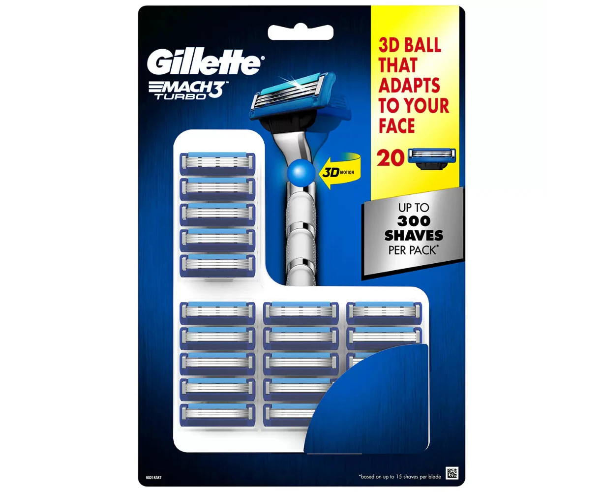 Gillete Mach 3 Turbo 20 Pack Replacement Blade Cartridges