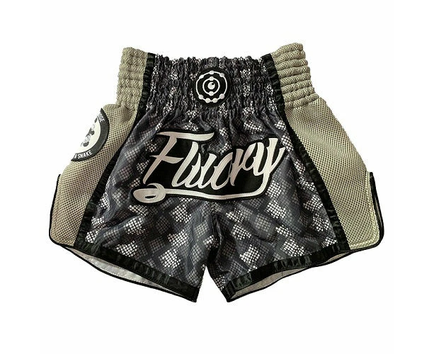 Fluory Eternity Snake Retro Muay Thai Shorts Grey