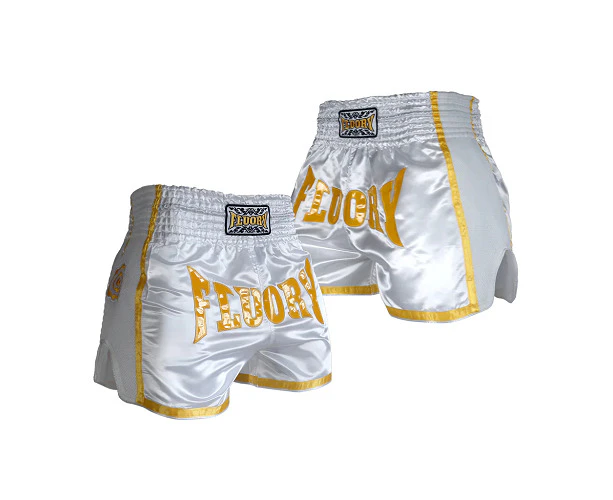 Fluory Eternity Classic Retro Muay Thai Shorts White