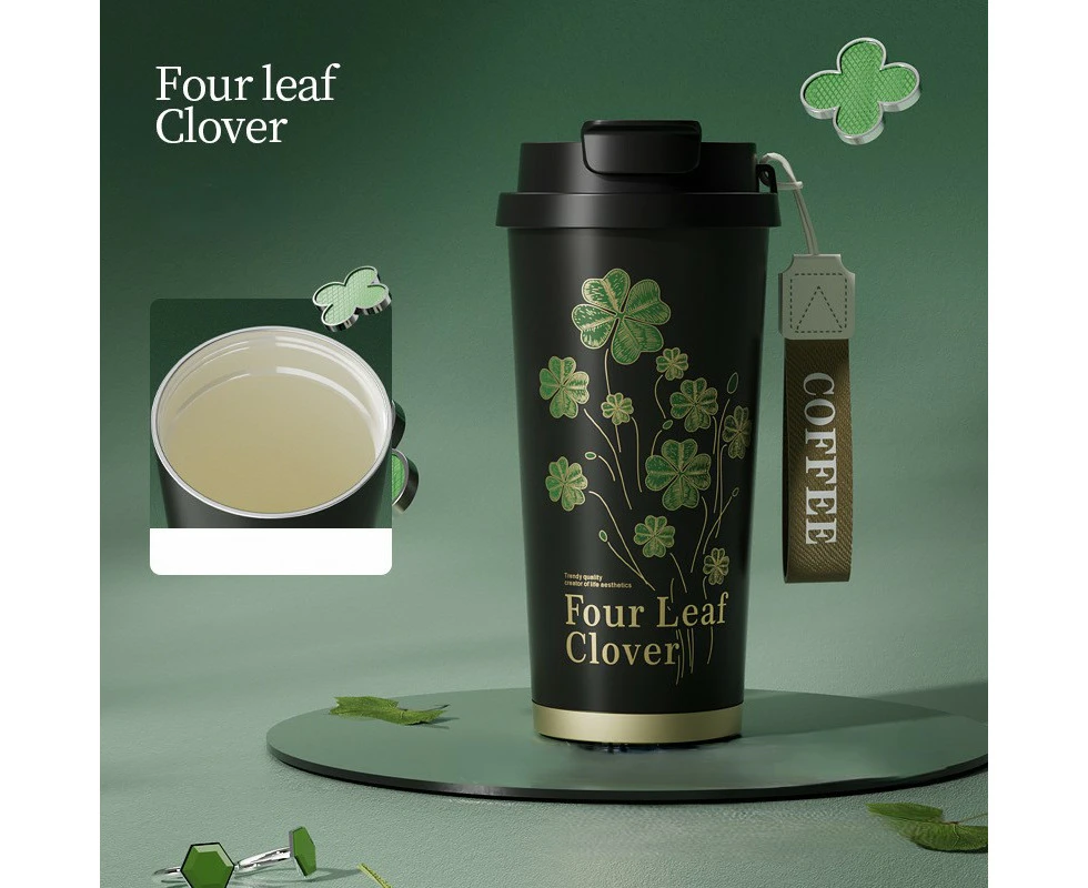 500ml Insulated Tumbler With Ceramic Interior Coating,No Metallic Aftertaste,Stainless Steel Double-walled Coffee Cup-Green