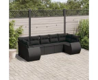 7 Piece Garden Sofa Set with Cushions Black Poly Rattan