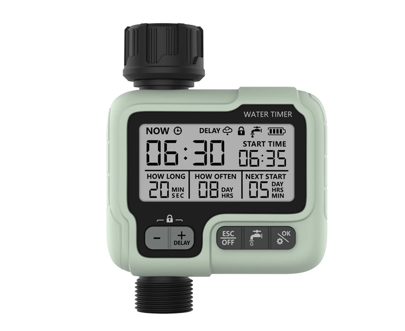 Digital Water Timer, Sprinkler Timer Programmable With Rain Delay, Garden Hose Timers For Watering With Large Lcd Display, Manual Irrigation Mode, Ipx