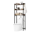 Costway Metal Frame Freestanding Bathroom Cabinet Adjustable 3-Tier Open Storage Shelf Toilet Rack w/Hooks& Anit-toppling Device Space Saver