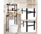 Costway Metal Frame Freestanding Bathroom Cabinet Adjustable 3-Tier Open Storage Shelf Toilet Rack w/Hooks& Anit-toppling Device Space Saver