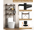 Costway Metal Frame Freestanding Bathroom Cabinet Adjustable 3-Tier Open Storage Shelf Toilet Rack w/Hooks& Anit-toppling Device Space Saver