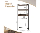 Costway Metal Frame Freestanding Bathroom Cabinet Adjustable 3-Tier Open Storage Shelf Toilet Rack w/Hooks& Anit-toppling Device Space Saver