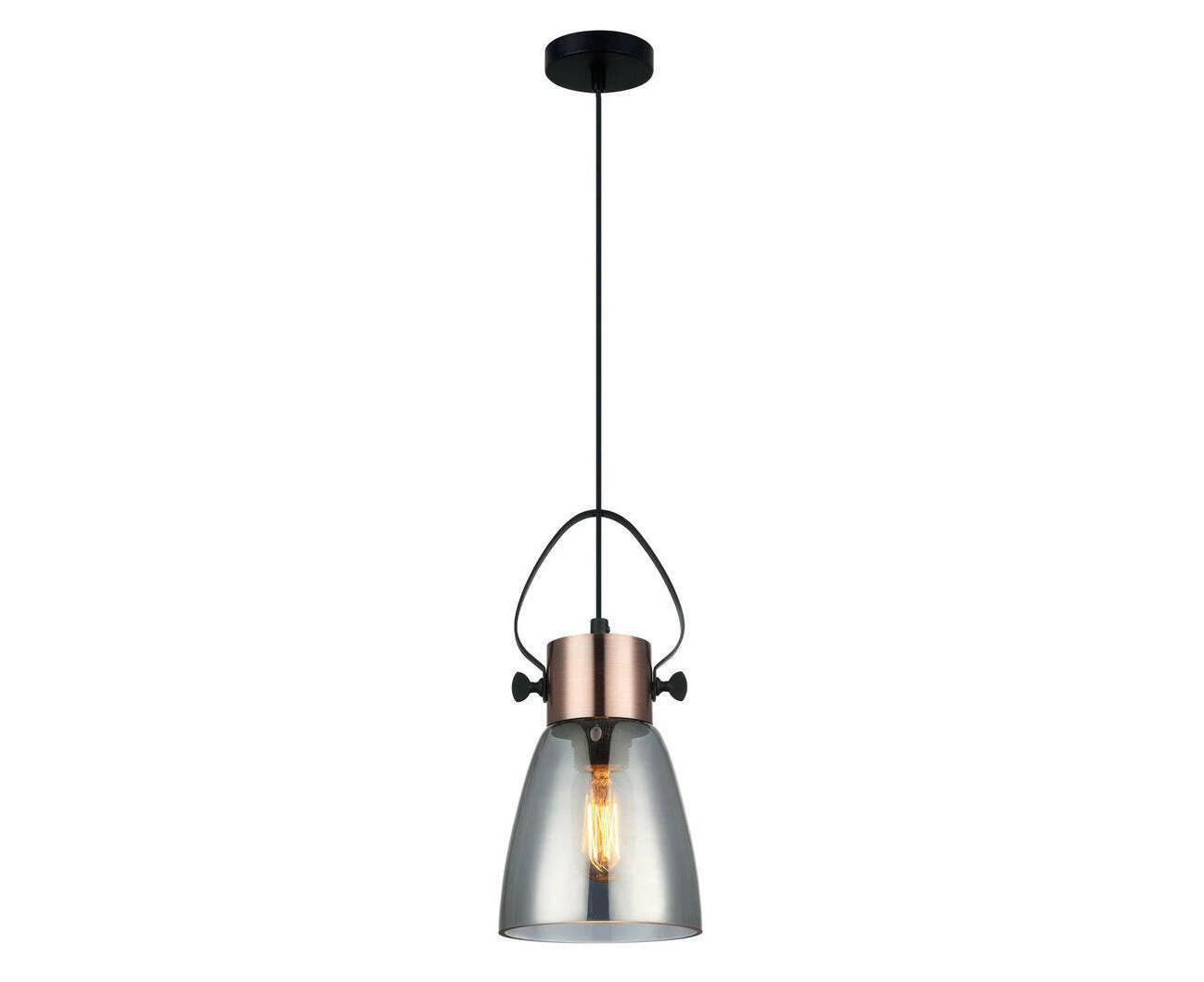 FUMOSO: Smokey Glass Ellipse Shape Pendant Light