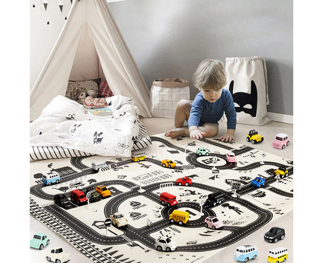 Kid Play Mat Simulation Nordic Parking Lot Traffic Map Game Playing Cars Toy