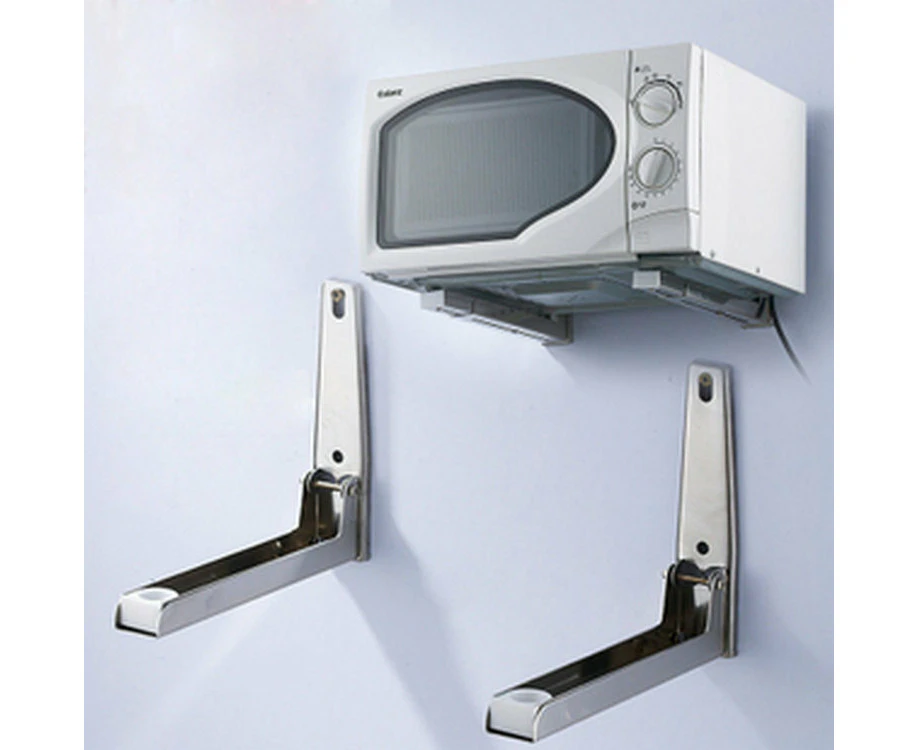 Silver Microwave Stand with Arm, Steel Microwave Stand, Wall Mounted Microwave Stand, Wall Mount Microwave Shelf