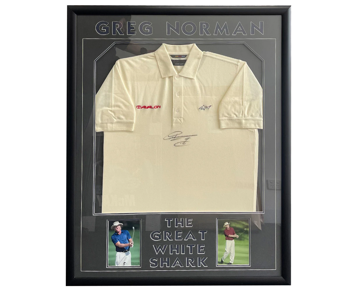 Golf - Greg Norman Signed & Framed Golf Shirt