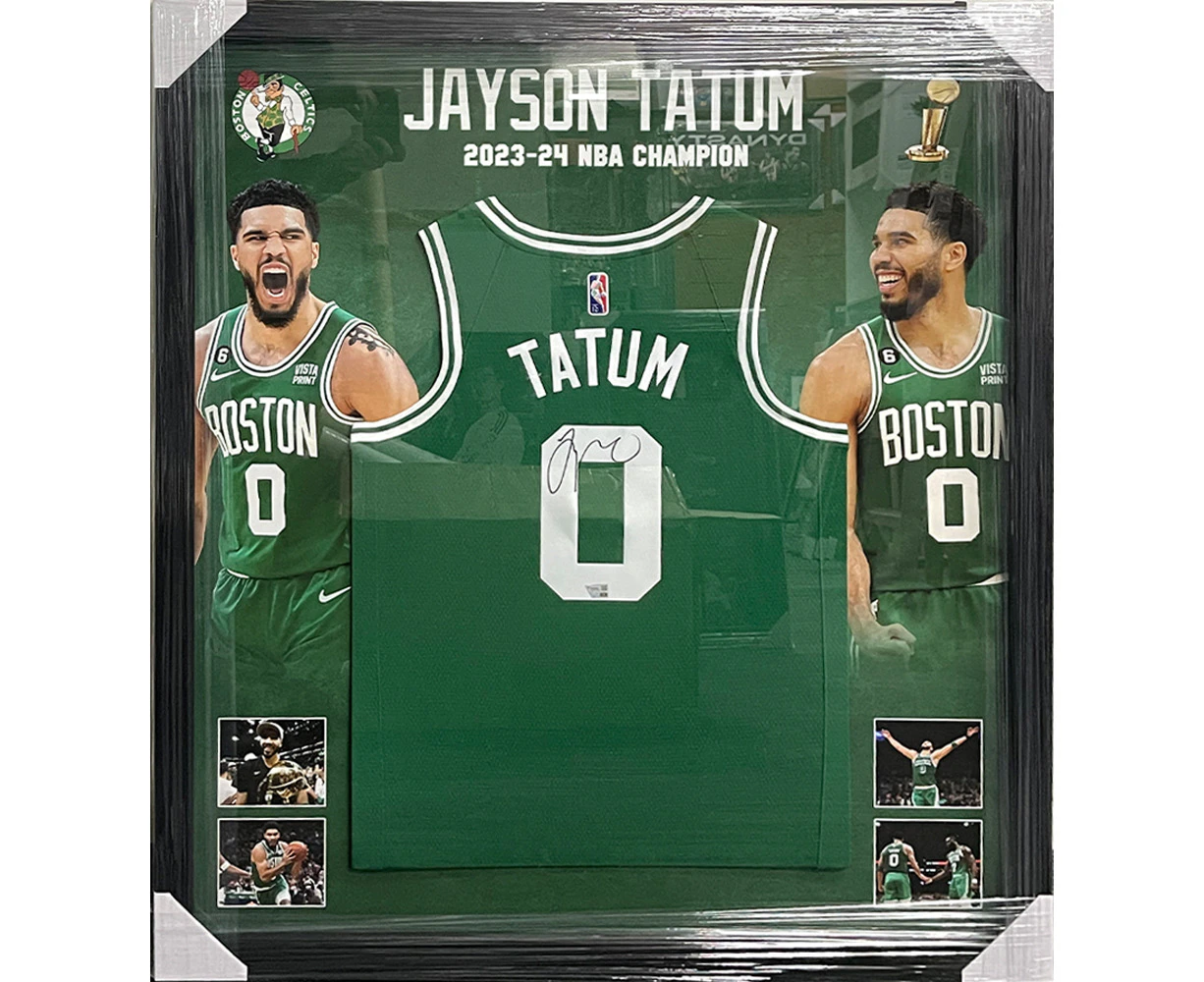 Jayson Tatum Signed & Framed Boston Celtics Nike Swingman Jersey 2023-24 NBA Finals Champions (Fanatics Hologram)