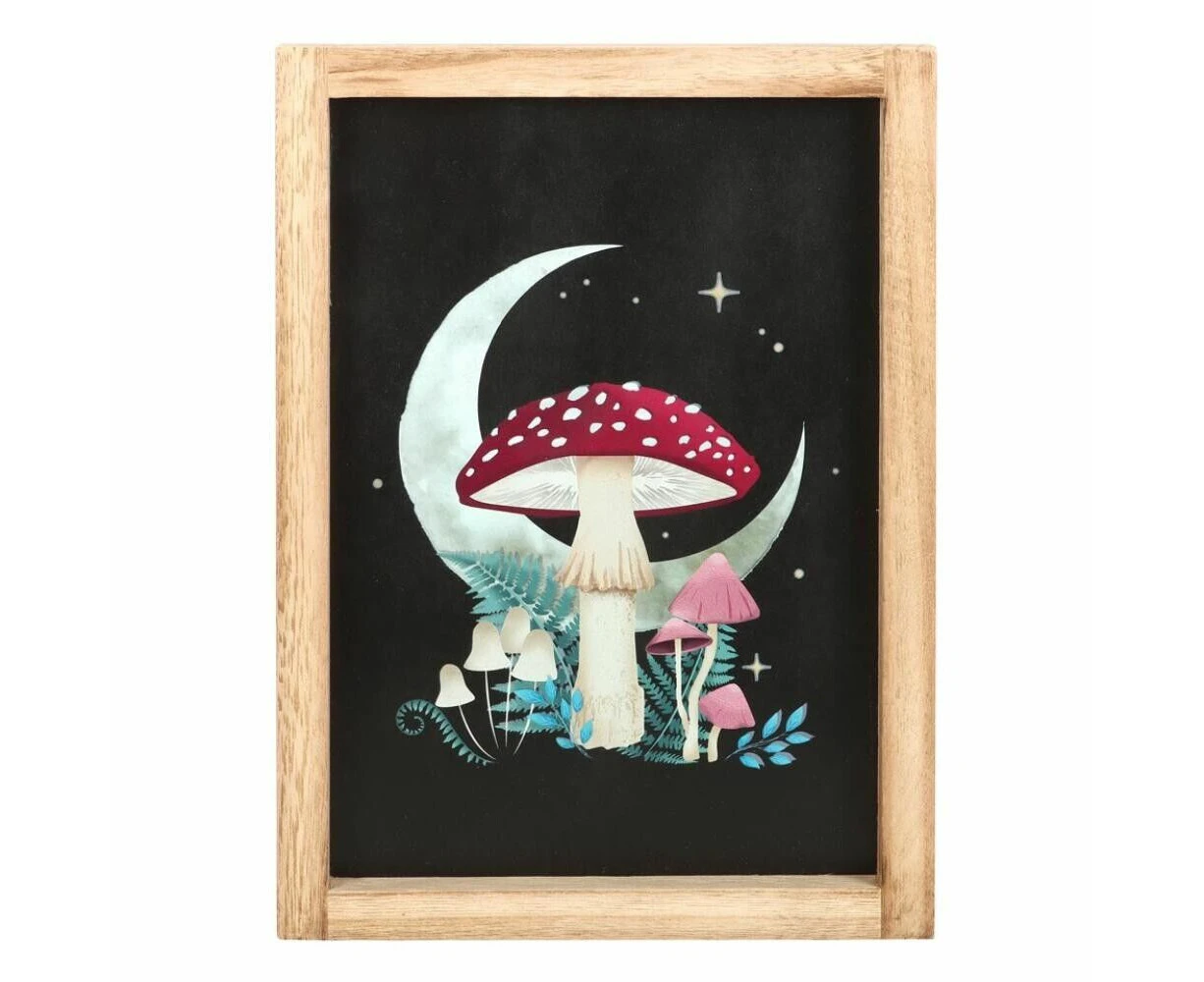 Forest Mushroom Wooden Framed Wall Art Decor Home Print Mystical Gifts