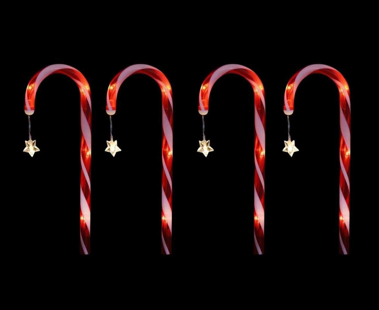 Stockholm Christmas Lights 4pcs 40CM LED Solar Candy Cane Stars Outdoor Garden Path Decoration