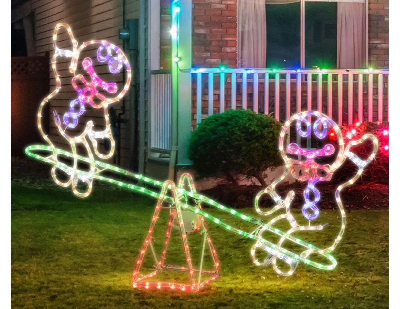 Stockholm Christmas Lights LEDs 1.1M RGB Gingerbread Man Seesaw Motif Outdoor Garden Decoration