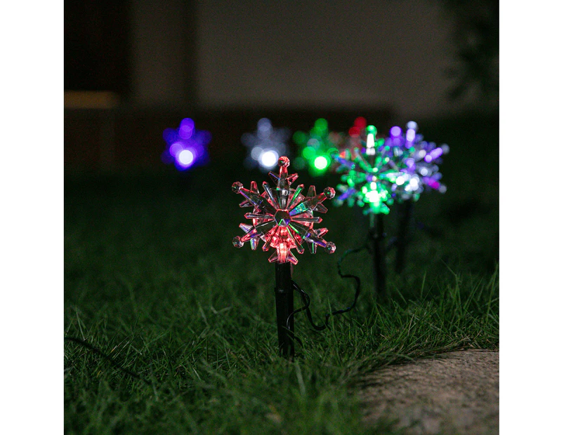 Stockholm Christmas Lights 8pcs Solar LED Snowflake Path Multi Colour