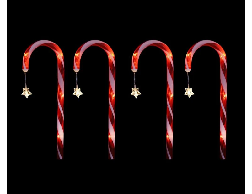 Stockholm 40CM Christmas Lights 20 LED Path Lights 4PCS Solar Candy Cane Stars Warm White