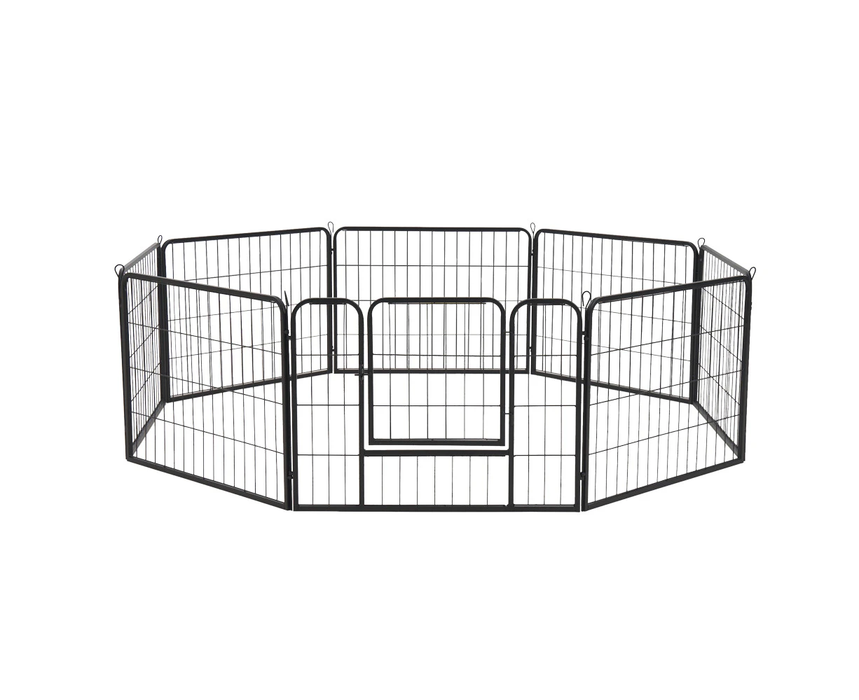 Petzly Dog Playpen Puppy Exercise Cage Pet Cage Enclosure 8 Panel 80x60CM Black