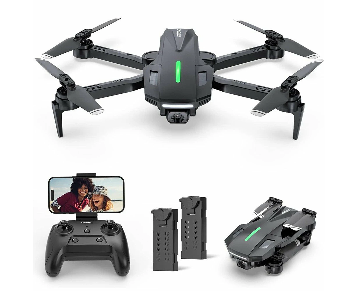 DEERC D70 Drone with 1080P HD Camera RC Foldable Quadcopter with 2 Batteries