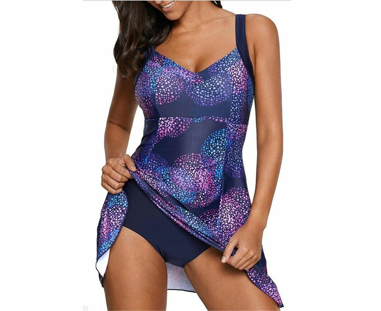 Plus Size Women Swim Dress Skirted Swimwear Set Swimming Costume  Beachwear Swimsuit