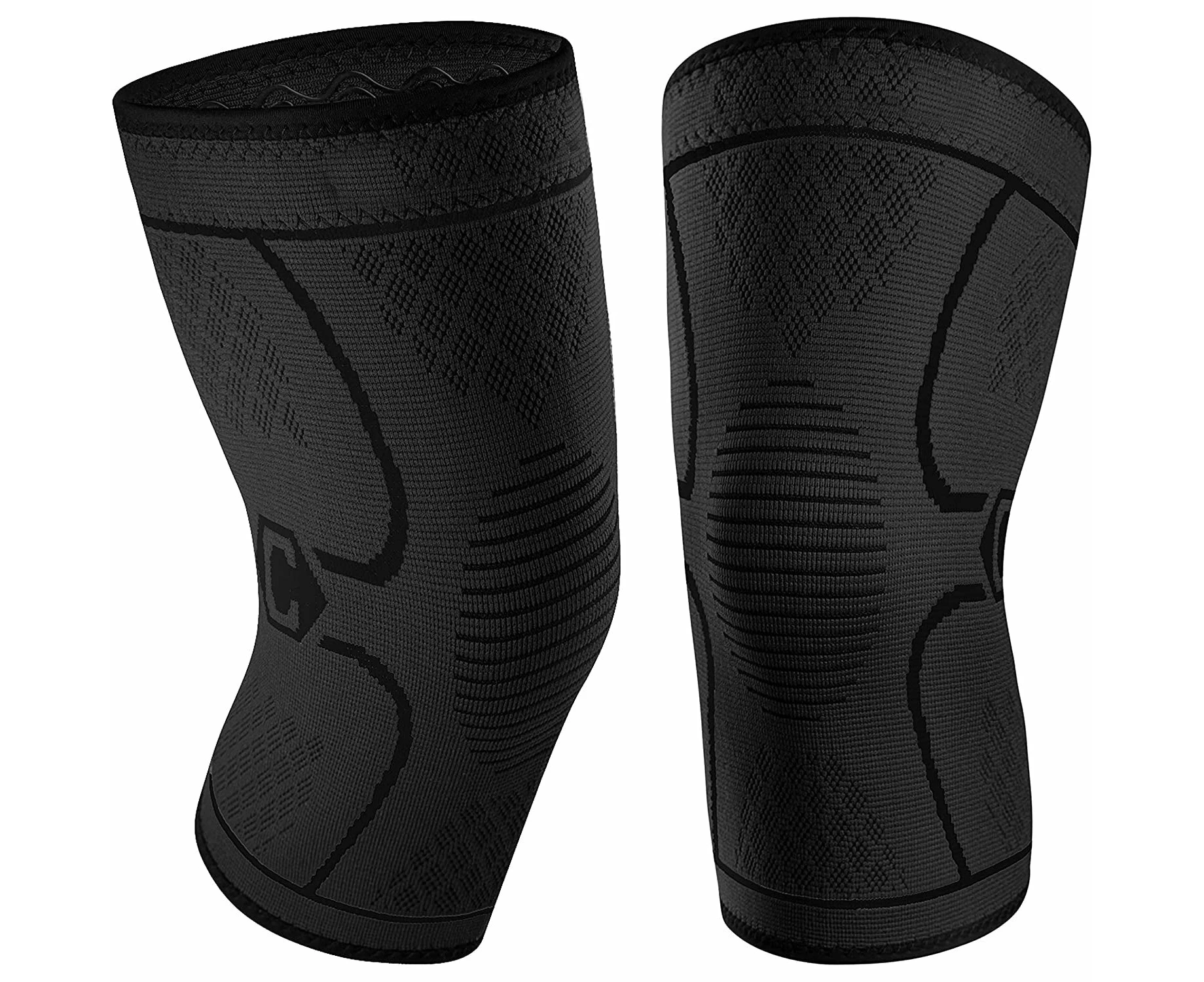 2 Pack Knee Brace  Sleeve Support for Running Hiking Black