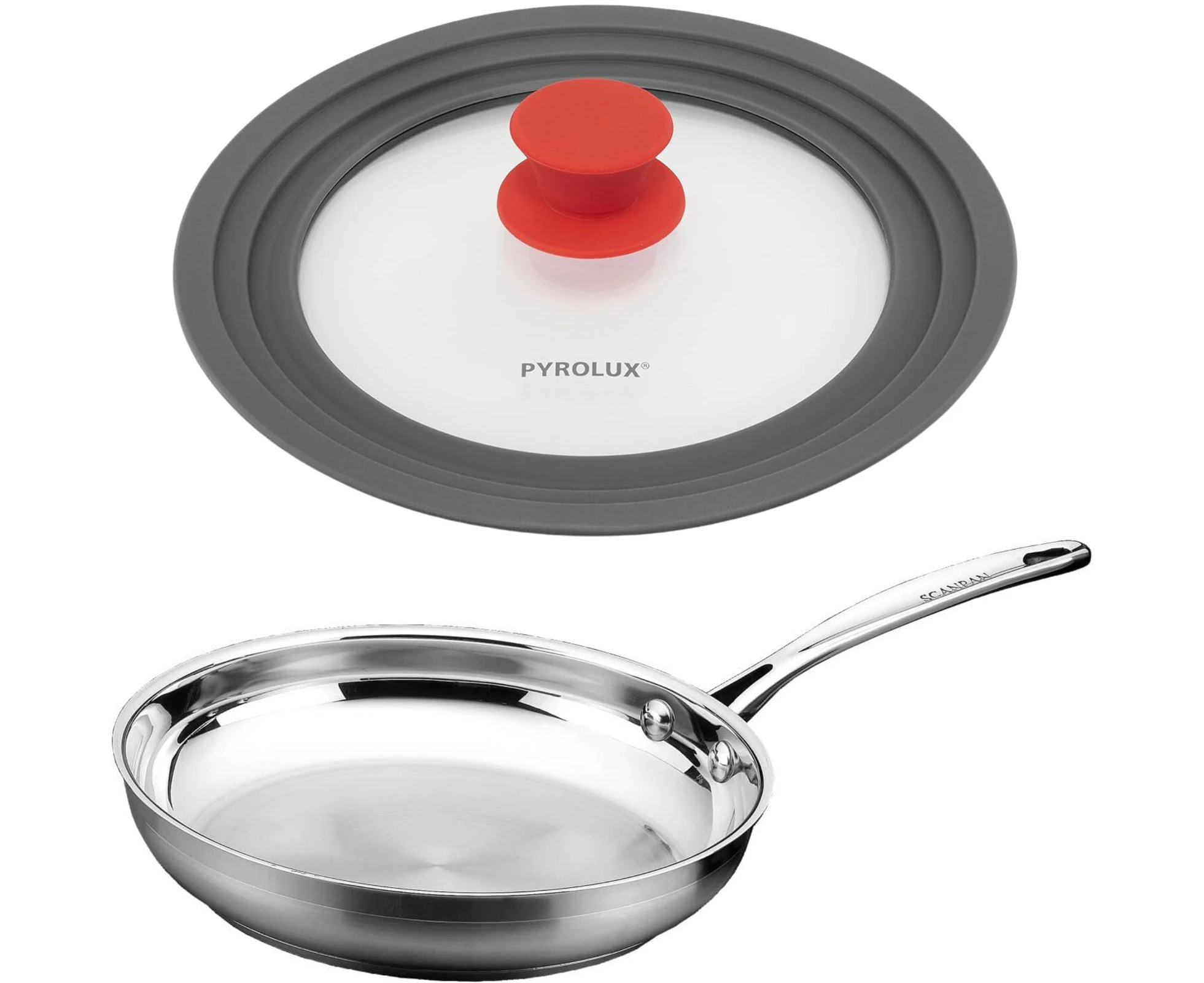 Scanpan Pyrolux Combo Frying Fry Pan and Lid Set - Stainless Steel - Silver (11")