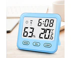 Hygrometer indicator room thermometer with built-in clock and time display for home, office-blue