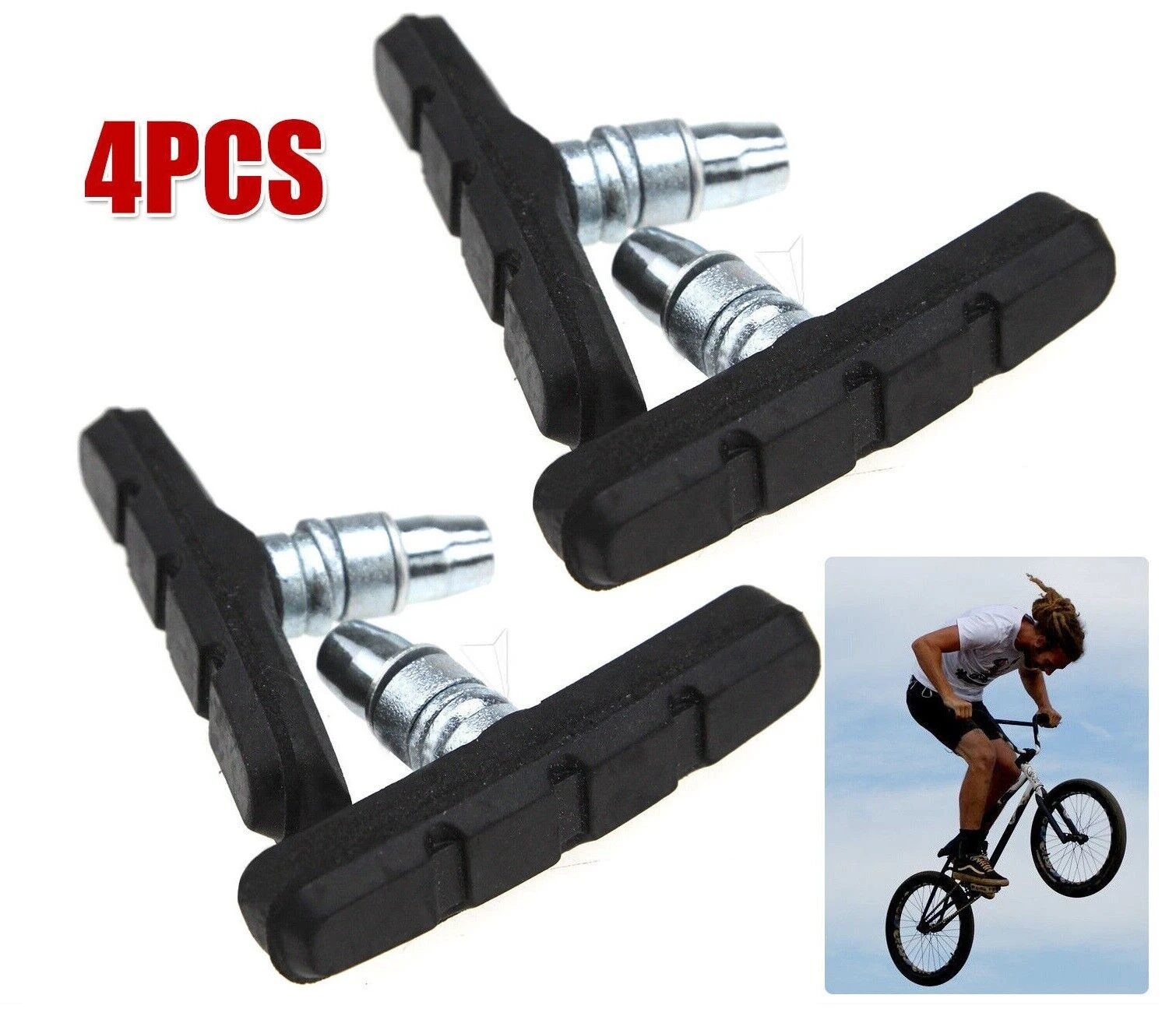 4x Mountain Bicycle V Braking Pads Blocks Shoes for Bike V Brake System C