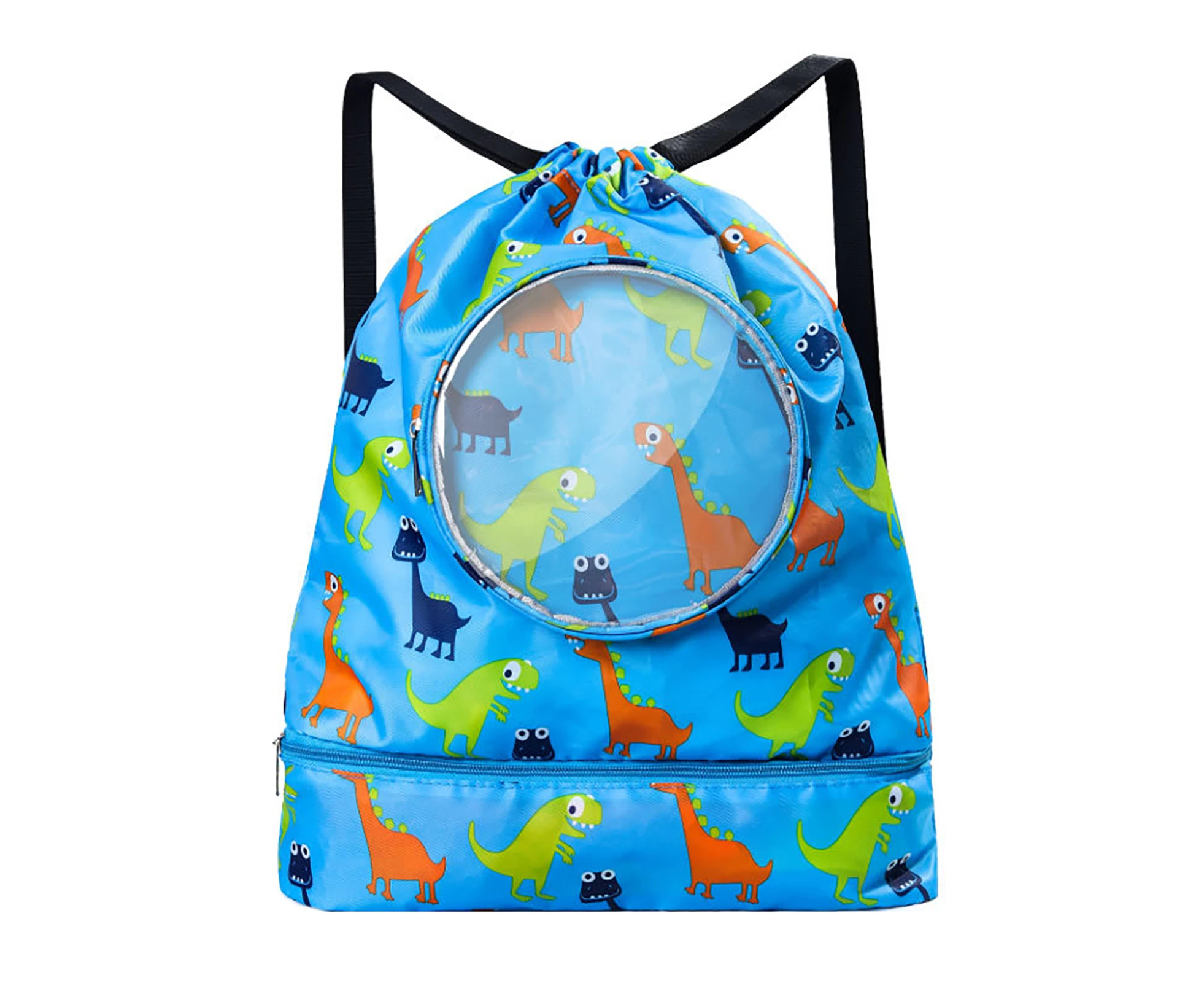 Children Swim Bag Waterproof Splash-proof Anti-scratch Wear-resistant Multi-purpose Wet Dry Separation Portable Kids Outdoor Swimming Shoulder Bag-Blue(L)