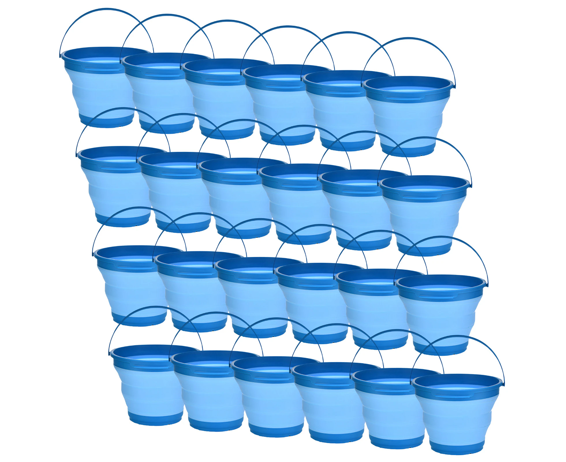 24x 7L Foldable Collapsible Silicone Bucket for Hiking/Camping/Fishing Bulk Blue