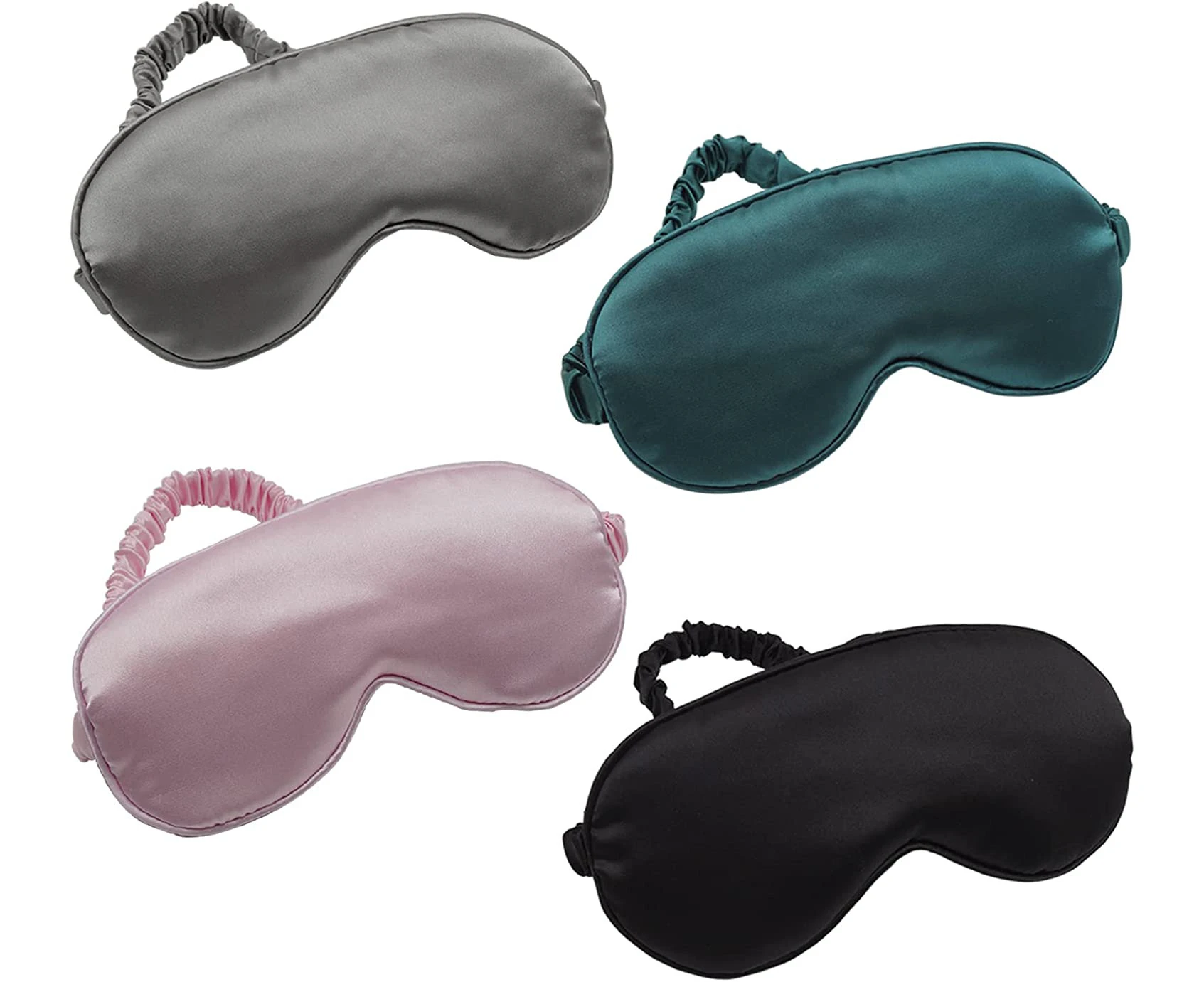 Sleep Mask 4 Pack Silk Eye Cover Soft Satin Blindfold Elastic Strap Night Eyeshade Travel Nap for Women Men