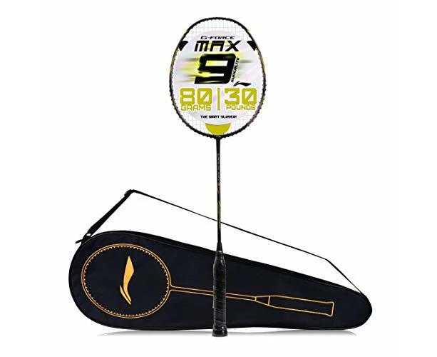 Li-Ning G-Force Superlite Max 9 Carbon Fibre Unstrung Badminton Racket with Full Cover (White/Purple)| For Intermediate Players