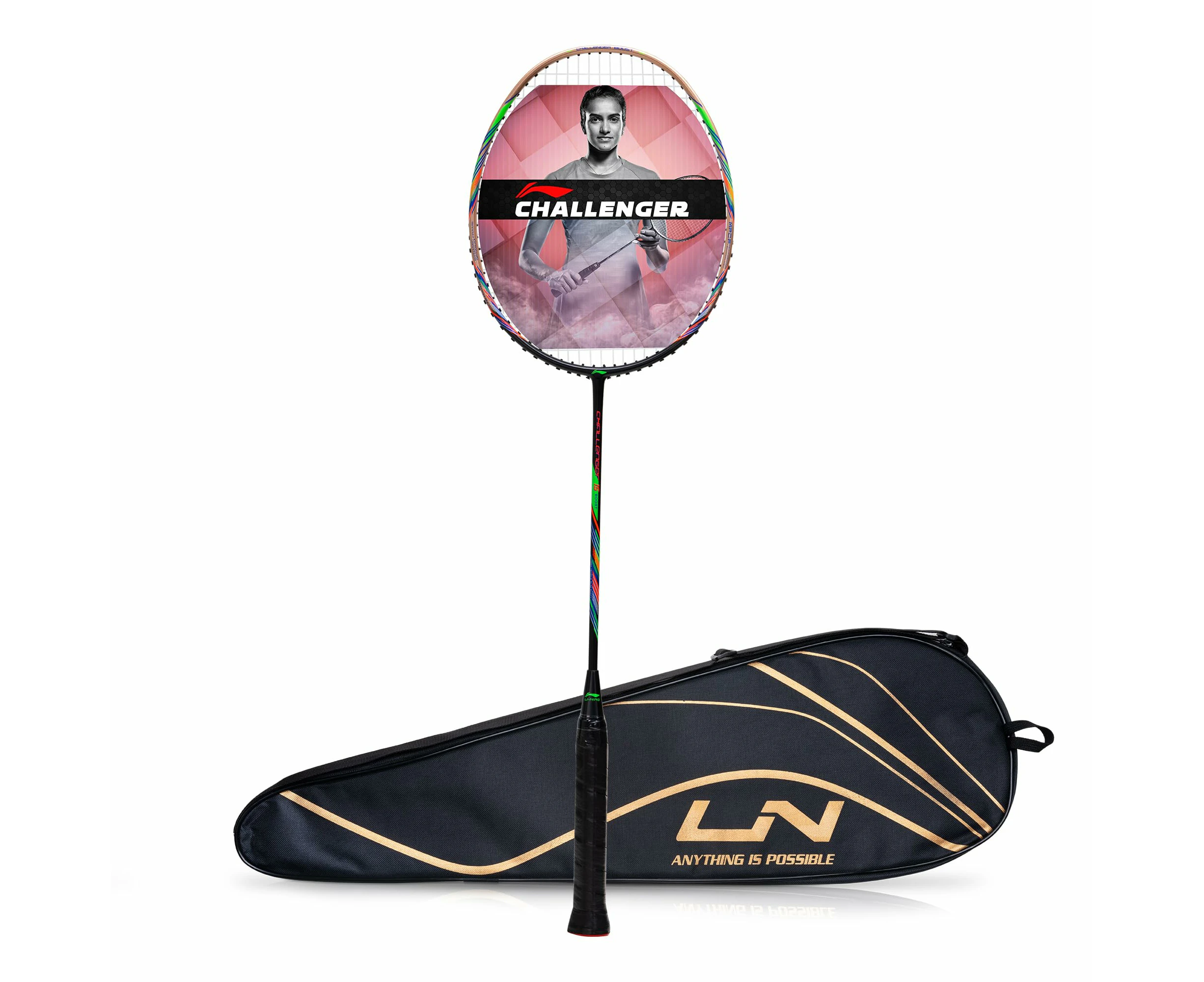 Li-Ning Challenger 15 Boost Carbon Graphite Strung Badminton Racket, 30 LBS String Tension