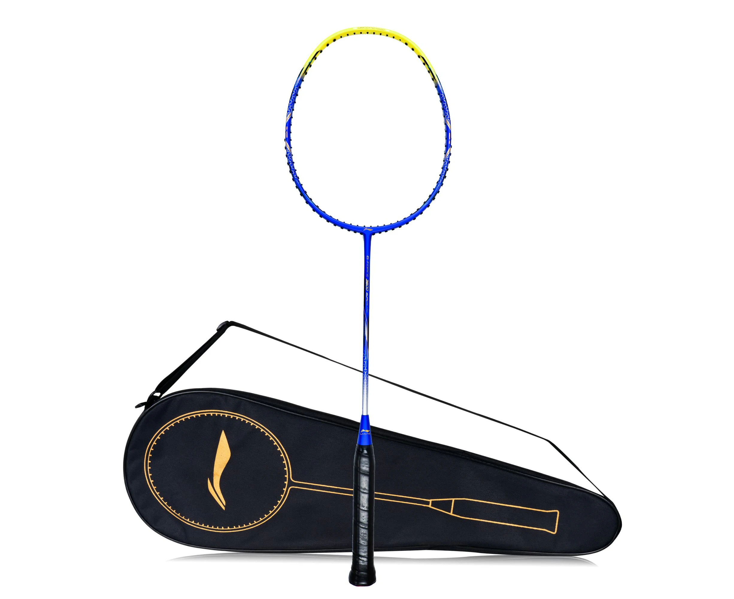 Li-Ning G - Force 3600 Superlite Carbon Fibre Unstrung Badminton Racket with Full Racket Cover (Blue/Yellow)