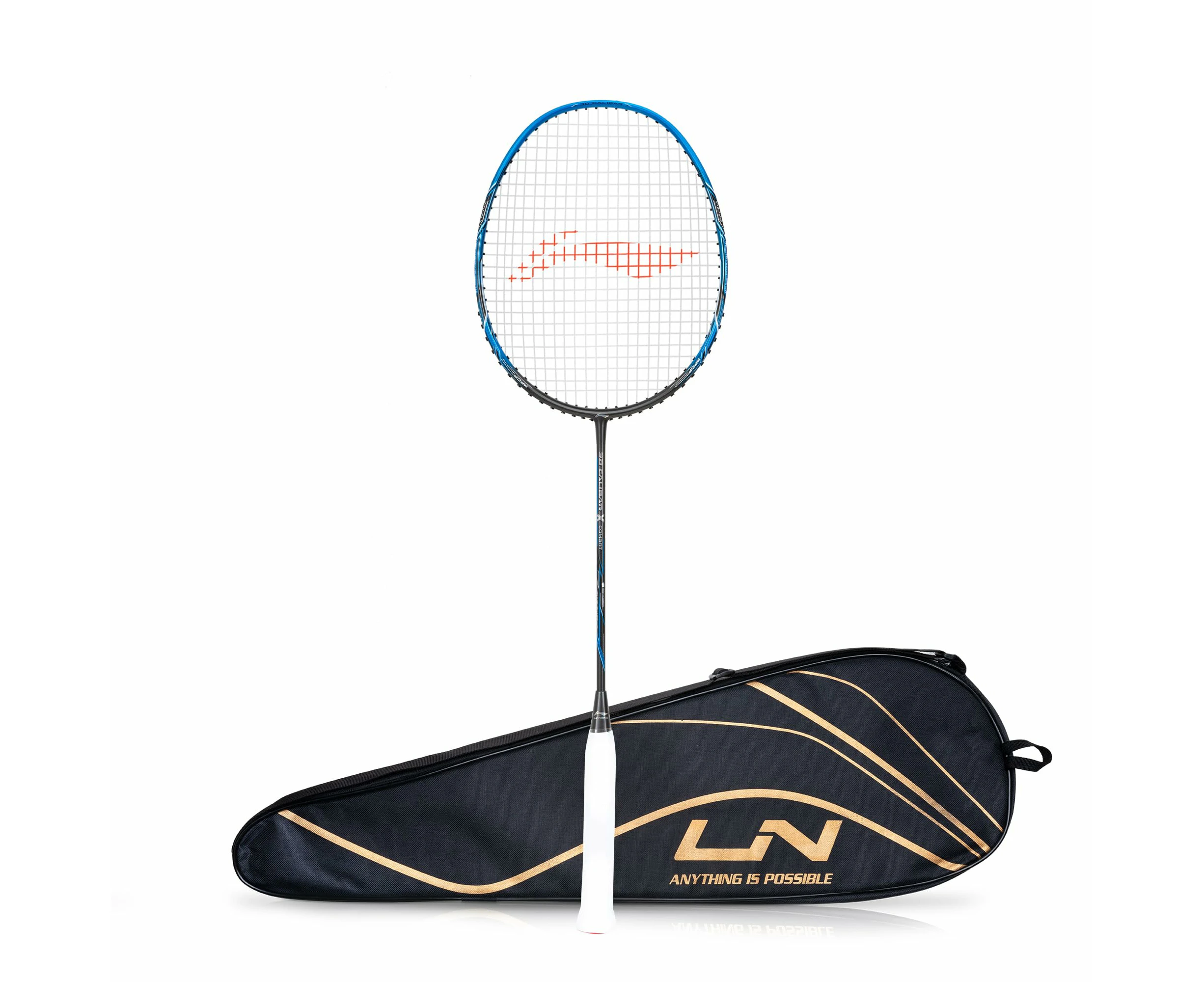 Li-Ning 3D Calibar X Combat Carbon Graphite Strung Badminton Racquet, 85 Grams, 30 Lbs String Tension and Free Full cover