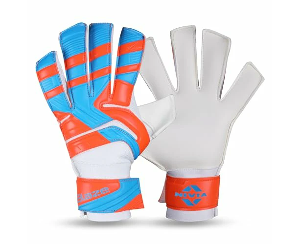 Nivia Blaze Synthetic Goalkeeper Hand Gloves Orange/Black M  for Men & Women for Football Soccer goalkeeping